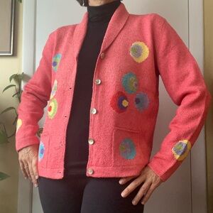Colorful Women's Sweater with Circle Patterns